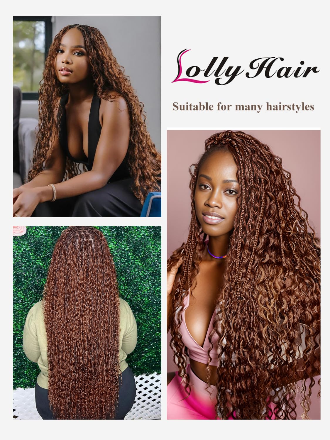 12A #30 Auburn Brown Human Braiding Hair for Boho Braids 1 Bundle 20 Inch 50g Deep Wave Braiding Hair for Bohemian Knotless Braids 100% Unprocessed Virgin Bulk Hair Extensions No Weft