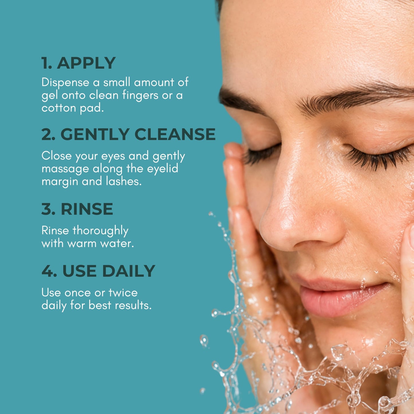 NOVEHA Eyelid & Lash Gel Cleanser with Pro-Vitamin B5, Tea Tree Oil & Hyaluronic Acid – Gentle Daily Cleansing Gel for Eyelids & Lashes – Refreshing Eye Area Care – 50mL (3 Pack)