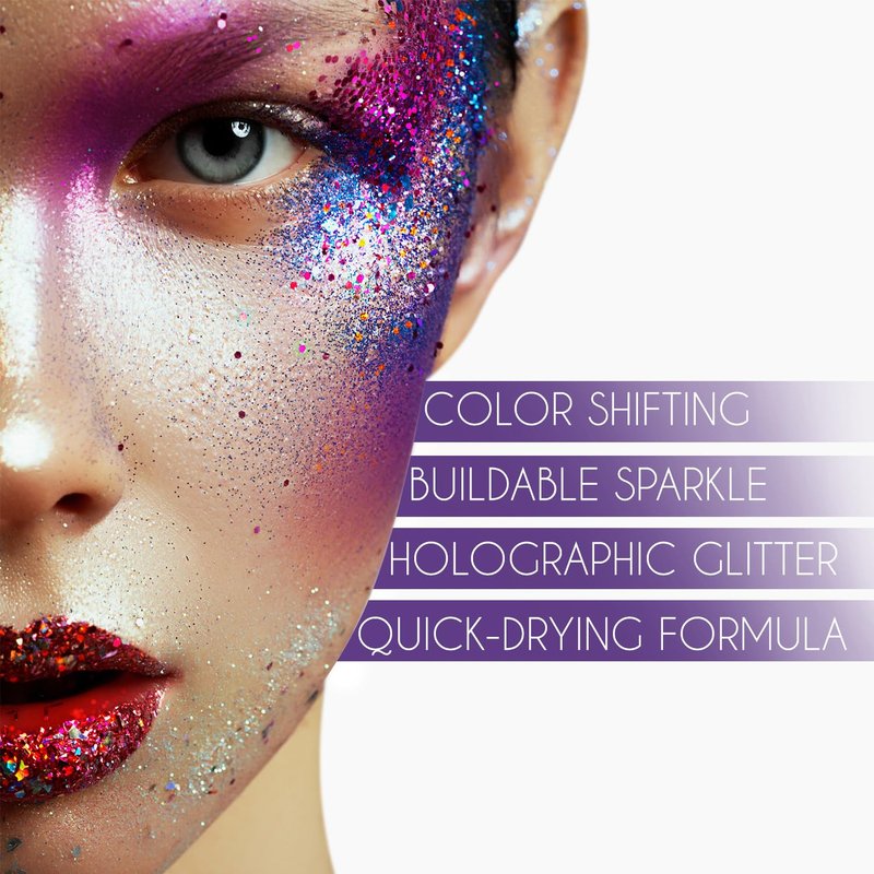 Profusion Cosmetics Jurassic World 2 Shade Glitter Gel - Lightweight Face & Body Gel, Quick-Drying, Hydrating & Non-Sticky Formula for All-Day Radiant Glow