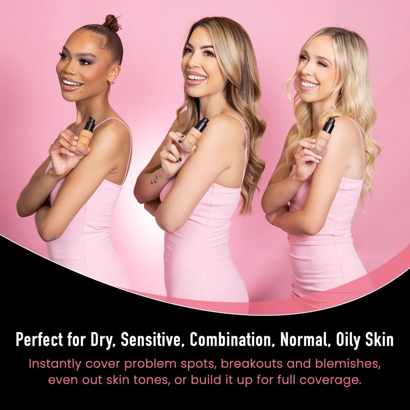 Frankie Rose Cosmetics Matte Perfection Foundation Makeup – Long-Lasting, Hydrating Foundation for Semi-Matte Finish - Full Coverage for All Skin Types - (Olive) 1.0 US fl oz / 30 ml