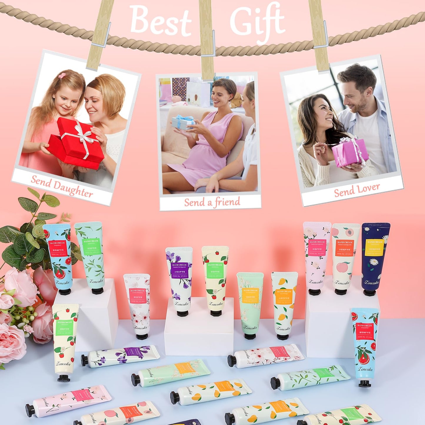 Loccmat 30 Pack Hand Cream Gift Set,Hand Lotion for Dry Cracked Hands,Moisturizing Hand Care Cream with Natural Plant Fruit Scented,Mini Hand Lotion Travel Size Bulk(Chinese and English language)