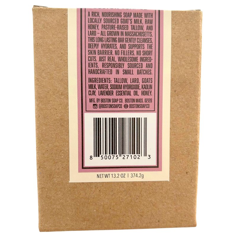 Goat Milk Soap with Tallow – Honey Milkies Lavender 4-Pack (3.3oz Bars) – Cold Process, Handmade in Boston – Natural Face & Body Soap with Grass Fed Tallow, Lard, Raw Honey & Goat Milk