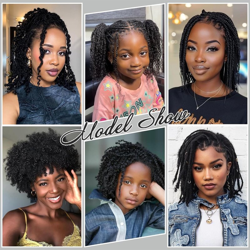 Afro Kinky Curly Human Hair Bulk - 50g 16 Inch Natural Black for Mini Twist, Braiding & Dreadlocks