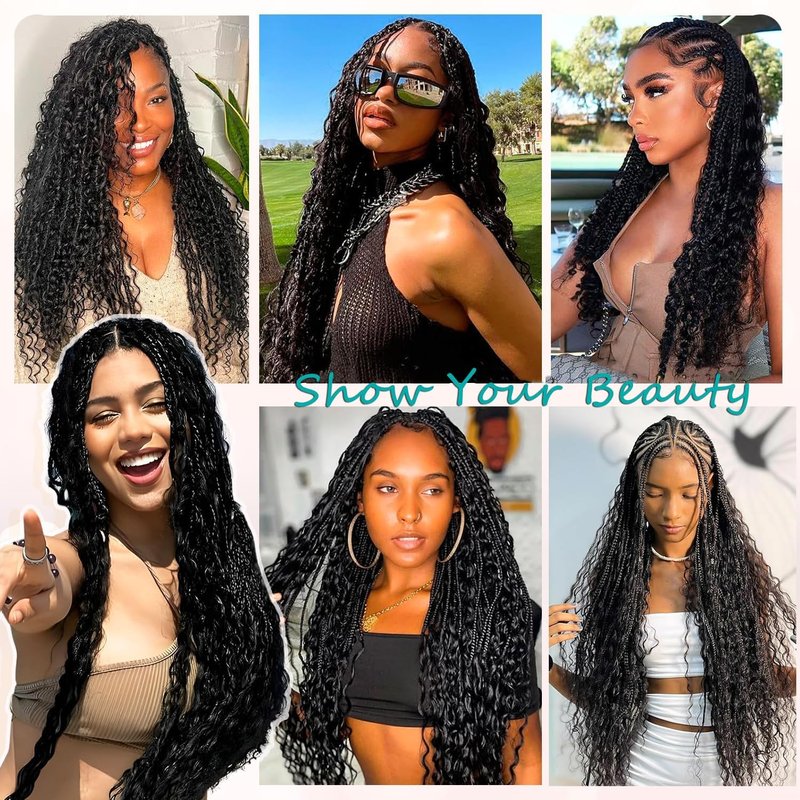 QUINARVVNA Human Braiding Hair 110g Deep Wave Bulk Boho Hair 2 Bundles/Pack 12A Wet and Wavy Curly Human Hair Extensions for Knotless Braids Bohemian Style Natural Color 16 Inch