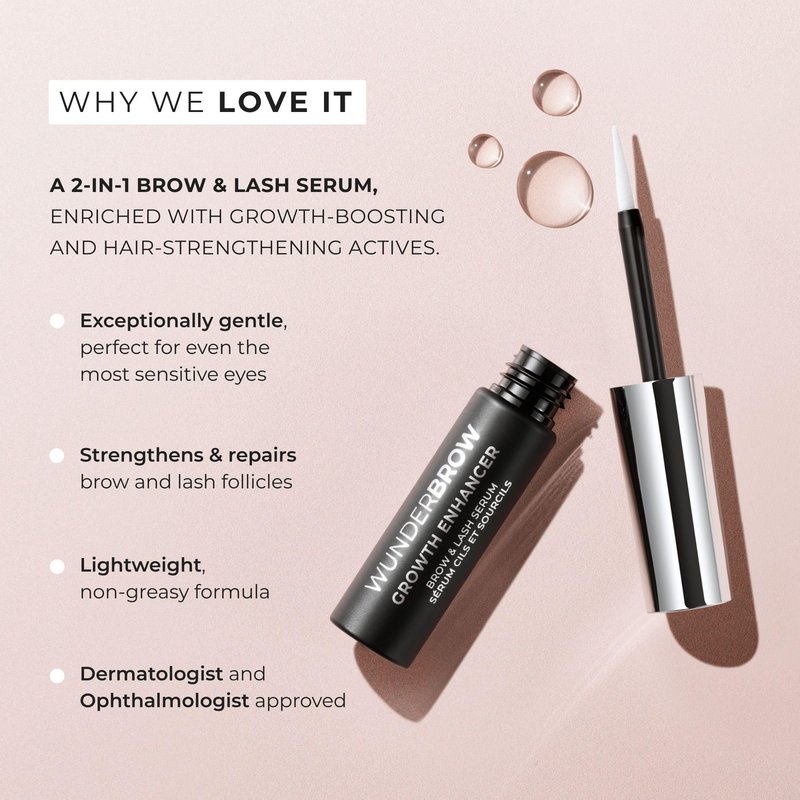 Wunderbrow Growth Enhancer Brow & Lash Serum, 2-in-1 Growth Serum For Fuller, Thicker, Healthier Eyebrows & Eyelashes, Clinically Tested Formula, Visible Results in 6-8 weeks