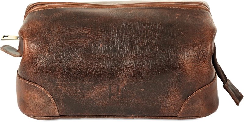 Genuine Leather Toiletry Bag for Men - Premium Dopp Kit Travel Organizer | 10-Inch Brown Pouch