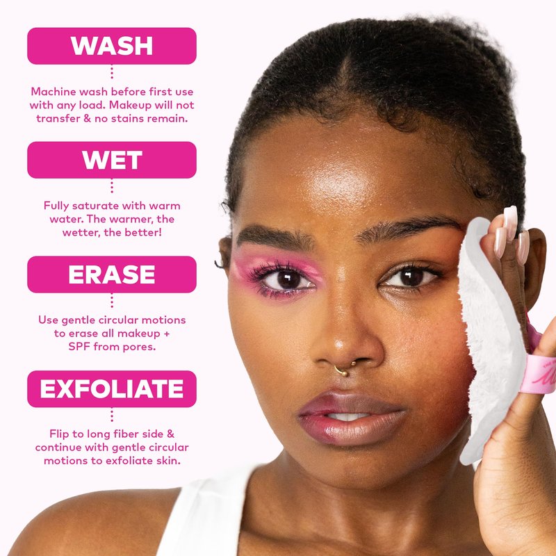 The Original MakeUp Eraser 7-Day Set, Erase All Makeup with Just Water, Including Waterproof Mascara, Eyeliner, Foundation, Lipstick, Sunscreen, and More! Fab-Bow-Lous, 7ct.