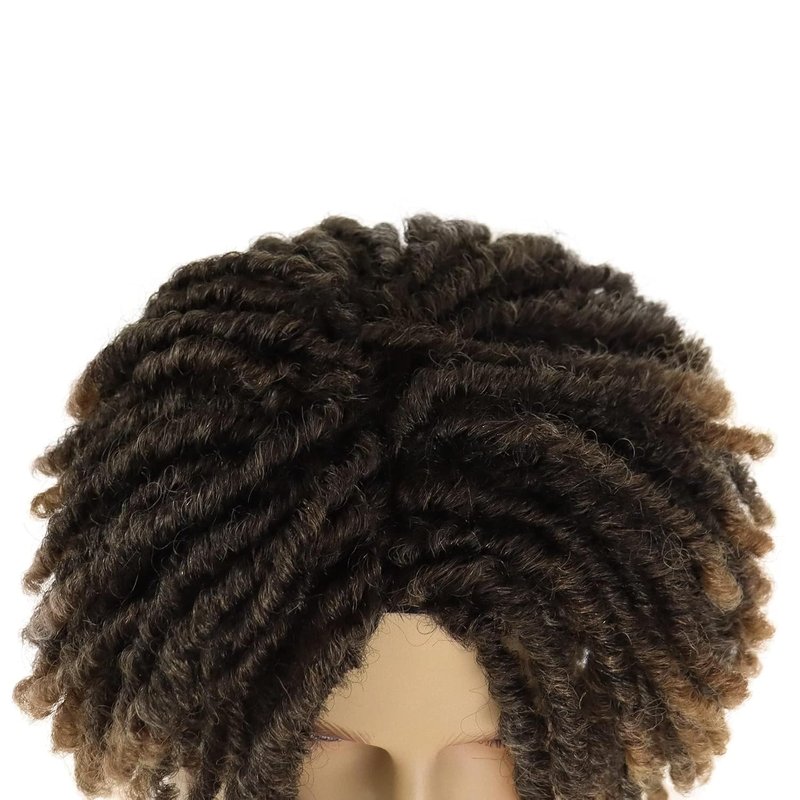 **14 Inch Short Dreadlocks Wig for Men - Ombre Light Brown Afro Bob | Natural Synthetic Hair, Breathable Cap**