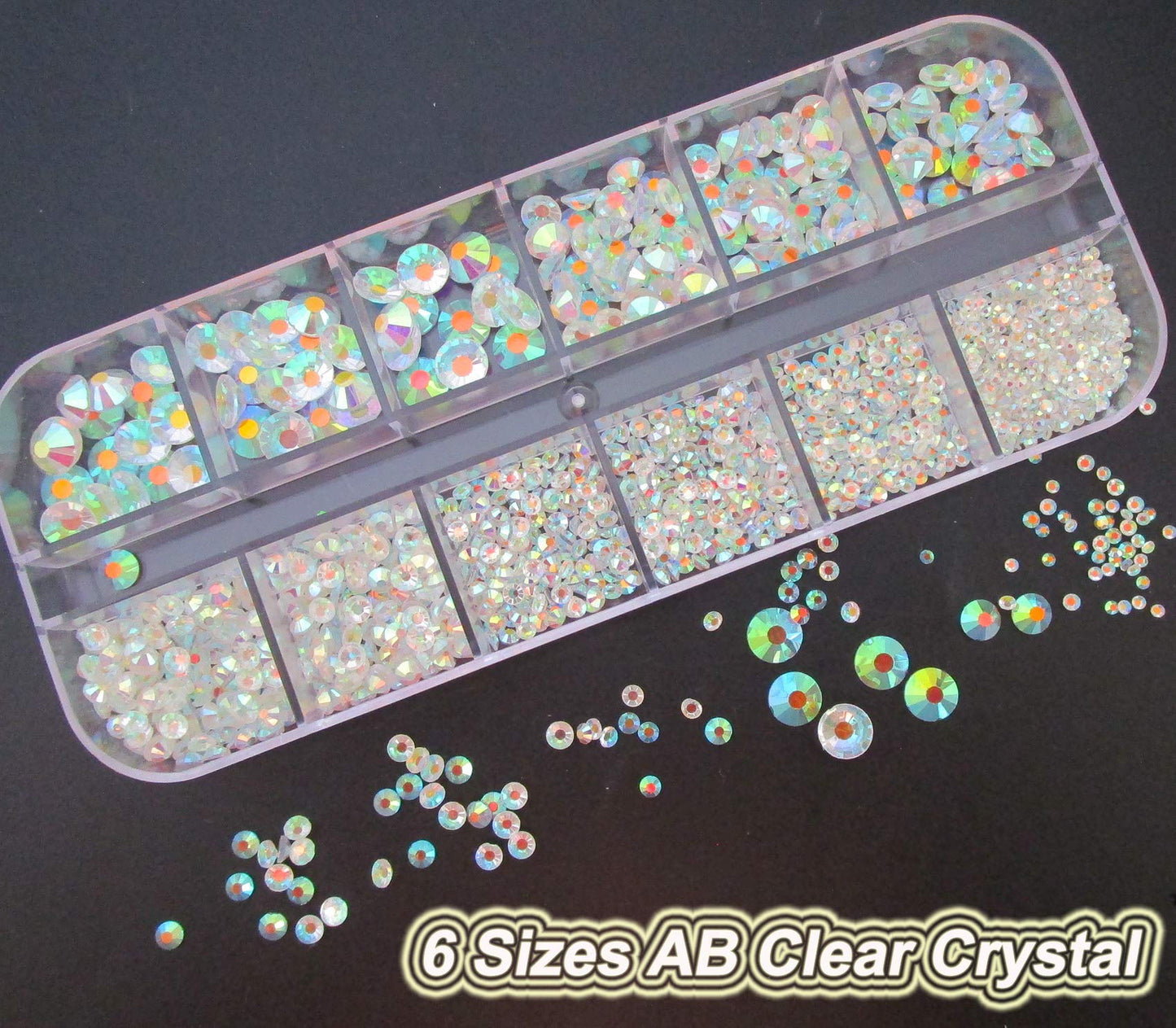 Lifextol Nails Rhinestones for Crafting 6sizes SS20 Rhinestones Flatback for Nails and Face with Tweezers and Picking Rhinestones Pen, 4000pc Kit A