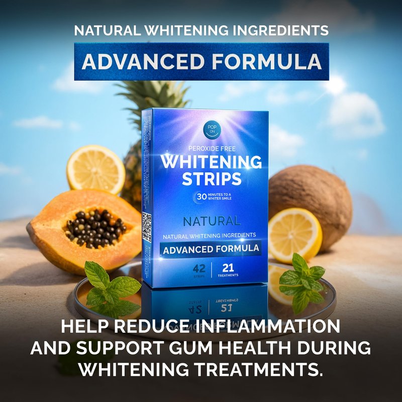 Whitening Strips for Sensitive Teeth 21 Treatments, Mint – Enamel Safe, Peroxide-Free Coconut Oil Teeth Whitening Strips with Natural Enzymes – Gentle White Stips for Sensitive Gums & Daily Oral Care