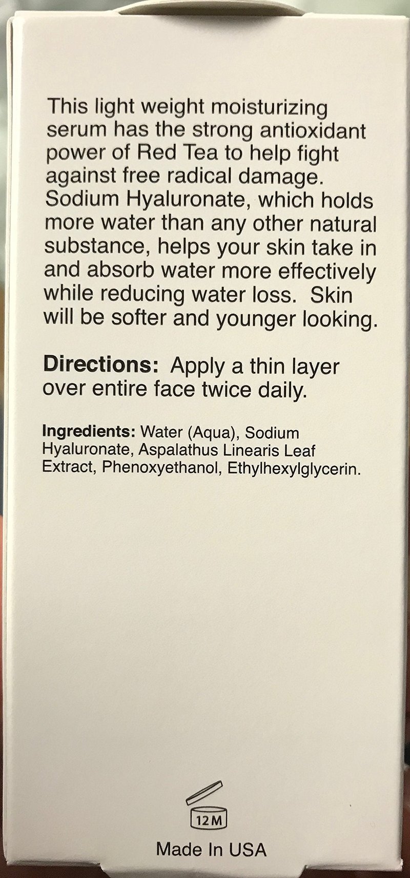 Jolie Red Tea Moisturizing Serum W/Sodium Hyaluronate 1 oz.