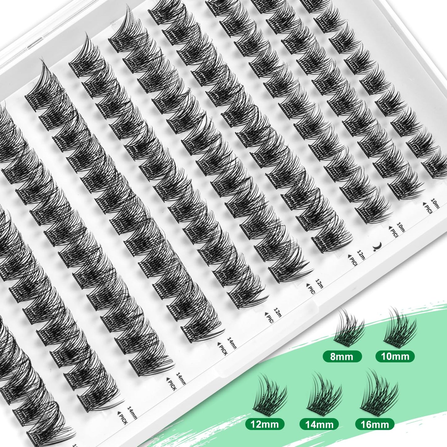 Lash Clusters 240 Pcs, Self Adhesive Lash Clusters No Glue Needed, Fluffy Cluster Lashes 8–16mm DIY Lash Extensions for Soft Volume Look with Tweezers