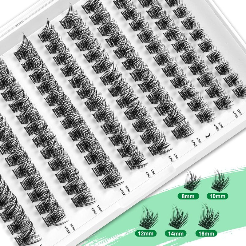Lash Clusters 240 Pcs, Self Adhesive Lash Clusters No Glue Needed, Fluffy Cluster Lashes 8–16mm DIY Lash Extensions for Soft Volume Look with Tweezers