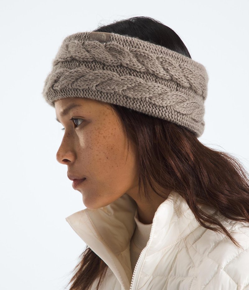The North Face Women's Oh Mega Headband | Winter Ear Warmer with Soft Cable Knit Texture & Fleece Lining, Mocha Brown, One Size