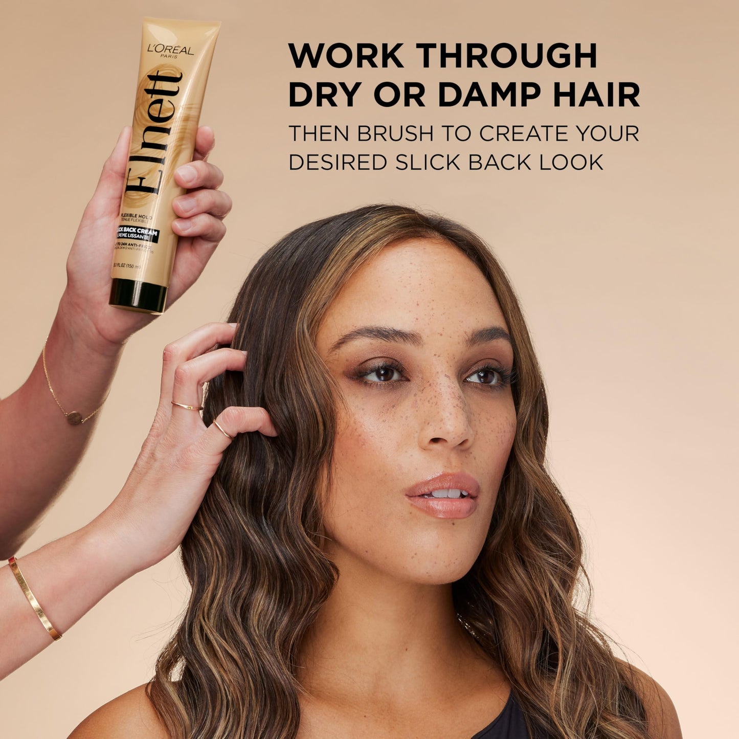 L'Oreal Paris Elnett Slick Back Styling Cream, Anti-Frizz Hair Cream for Flexible Hold, Frizz Control, Polished Shine and Slick Finish, 5.1 Fl Oz