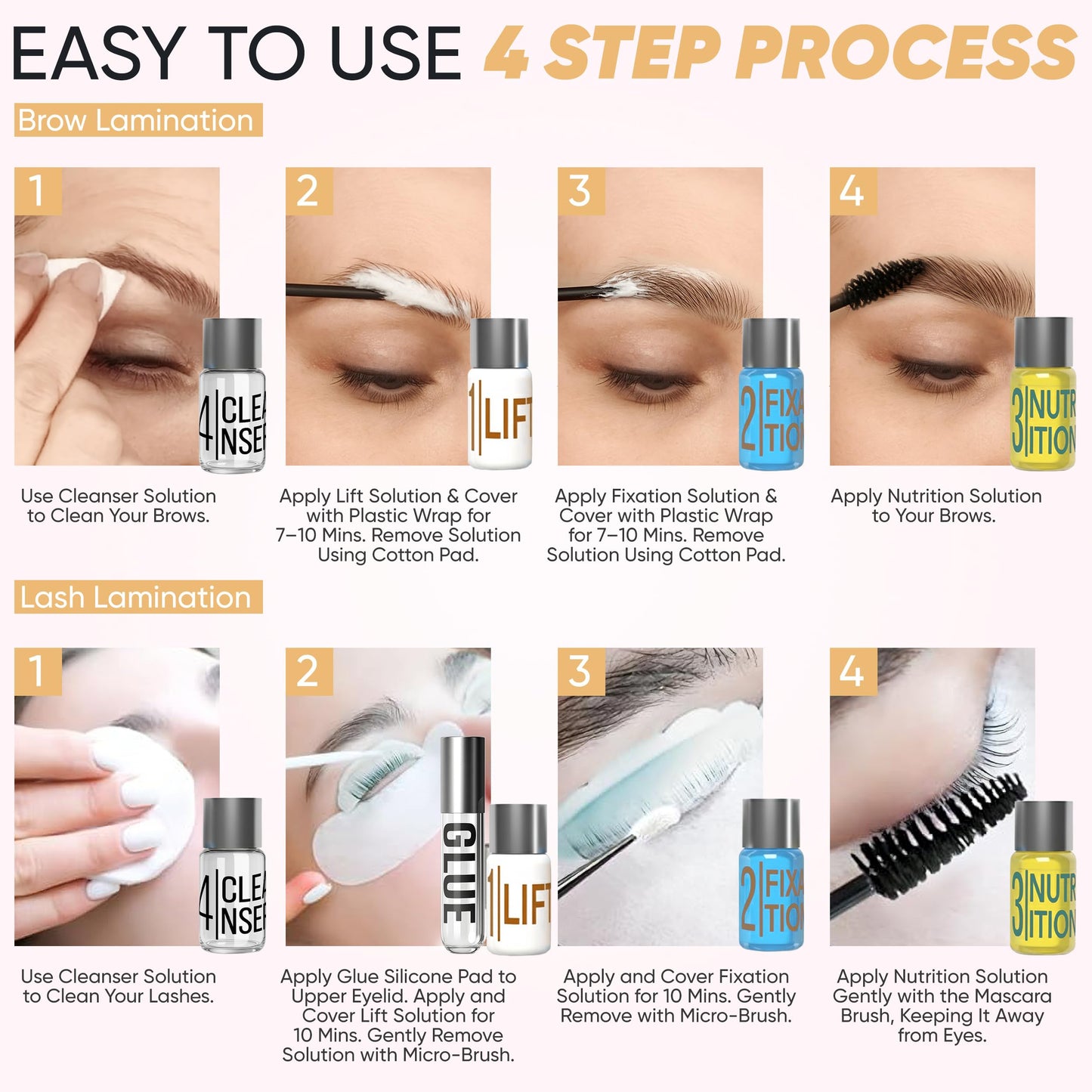 Elevate the Beauty Lash and Eyebrow Lamination Kit | Brow and Lash Lamination Kit | 2-in-1 Professional Brow Lamination Kit for DIY & Salon Use | Fuller Brows & Lifted Lashes up to 8 Weeks