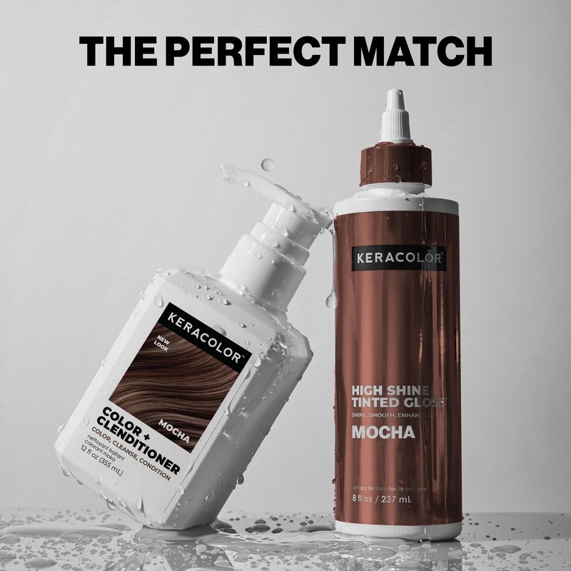 Keracolor High Shine Tinted Hair Gloss, In-Shower Hair Glaze, Sheer Color-Enhancing Glossing Treatment, Mocha, 8 Fl Oz