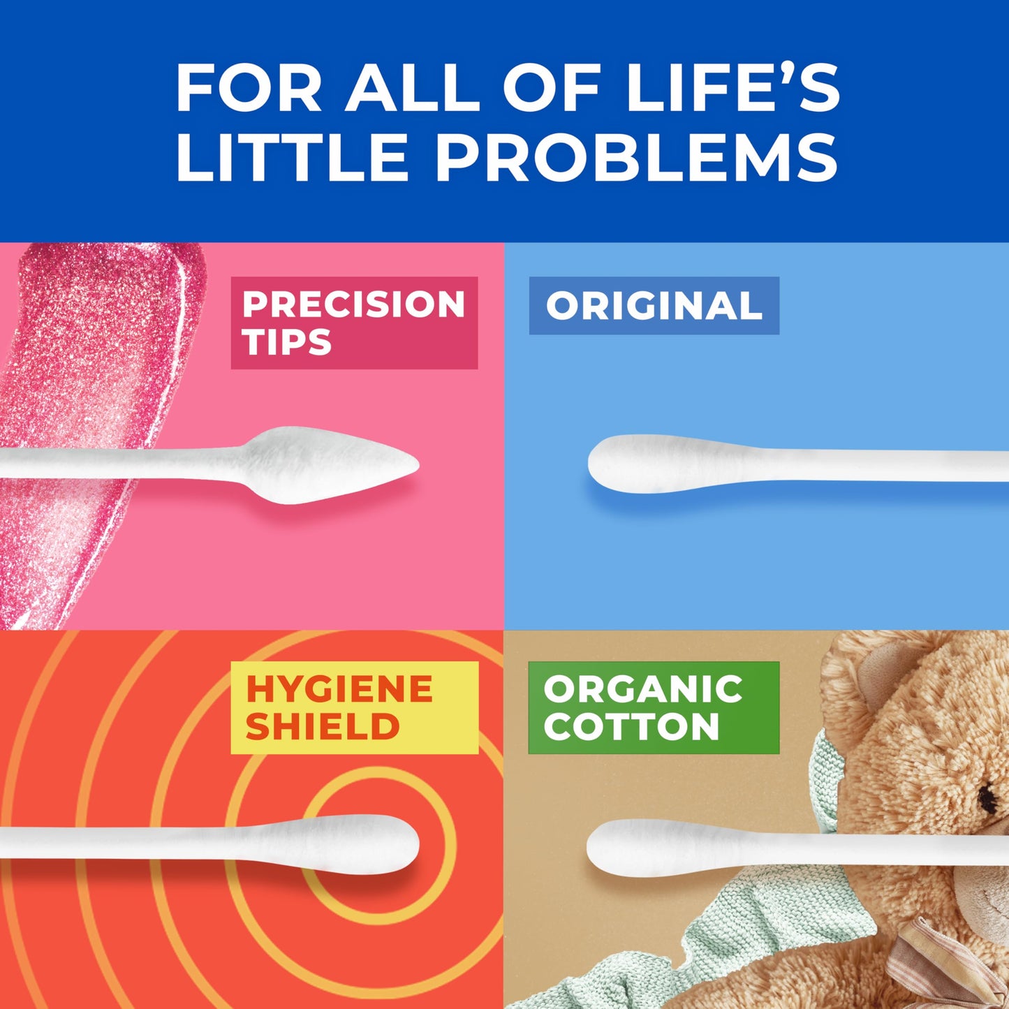 Q-tips Cotton Swabs for Hygiene and Beauty Care Original Cotton Swab Made with 100%-Cotton,375 Count (Pack of 12)