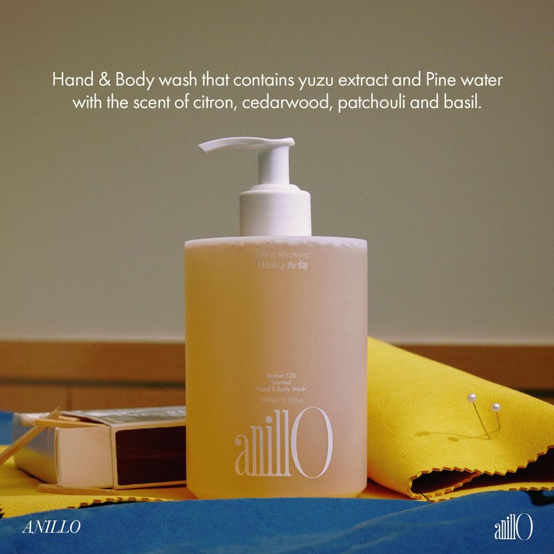 ANILLO Amber528 Body Wash – Vegan, Sulfate-Free Cleanser with Yuzu & Amber, Hydrating & Soothing, pH-Balanced, Gentle for All Skin Types, Subtle Scent, 15.22 fl. oz