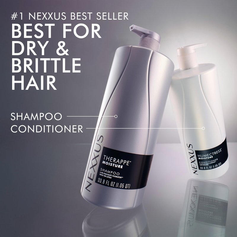 Nexxus Therappe Humectress Shampoo Conditioner 2 Count for Ultimate Moisture for Dry Hair Powered by Polysoft Hydrator Technology with Tri-lipids 33.8 fl oz