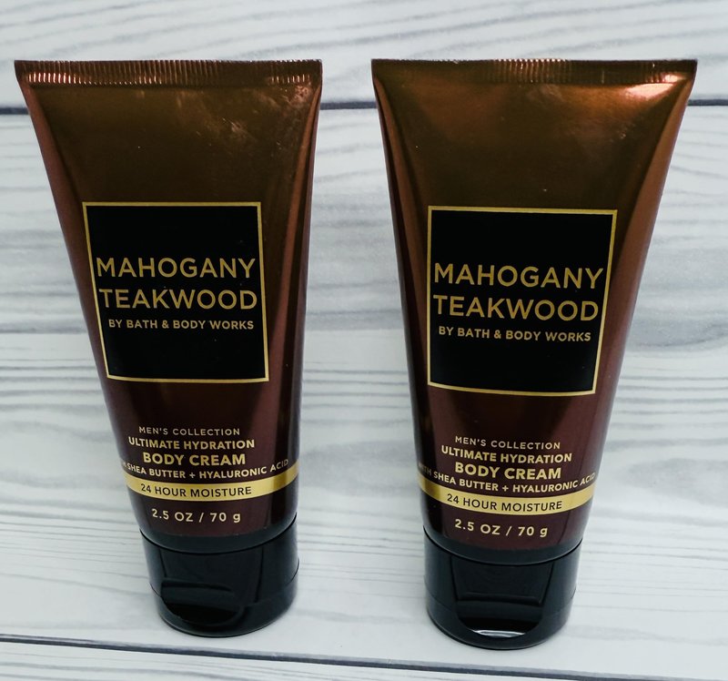 Bath & Body Works Travel Size Ultimate Hydration Body Creams: Mahogany Teakwood 2.5 Ounces Set of 2