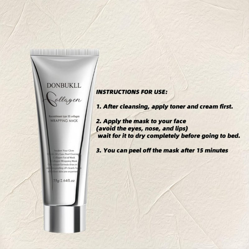 DONBUKLL Hydrolyzed Collagen Night Wrapping Mask - 2.64 fl.oz | Overnight Peel Off for Elasticity, Hydration & Tight Skin | Reduce Sagging & Dullness