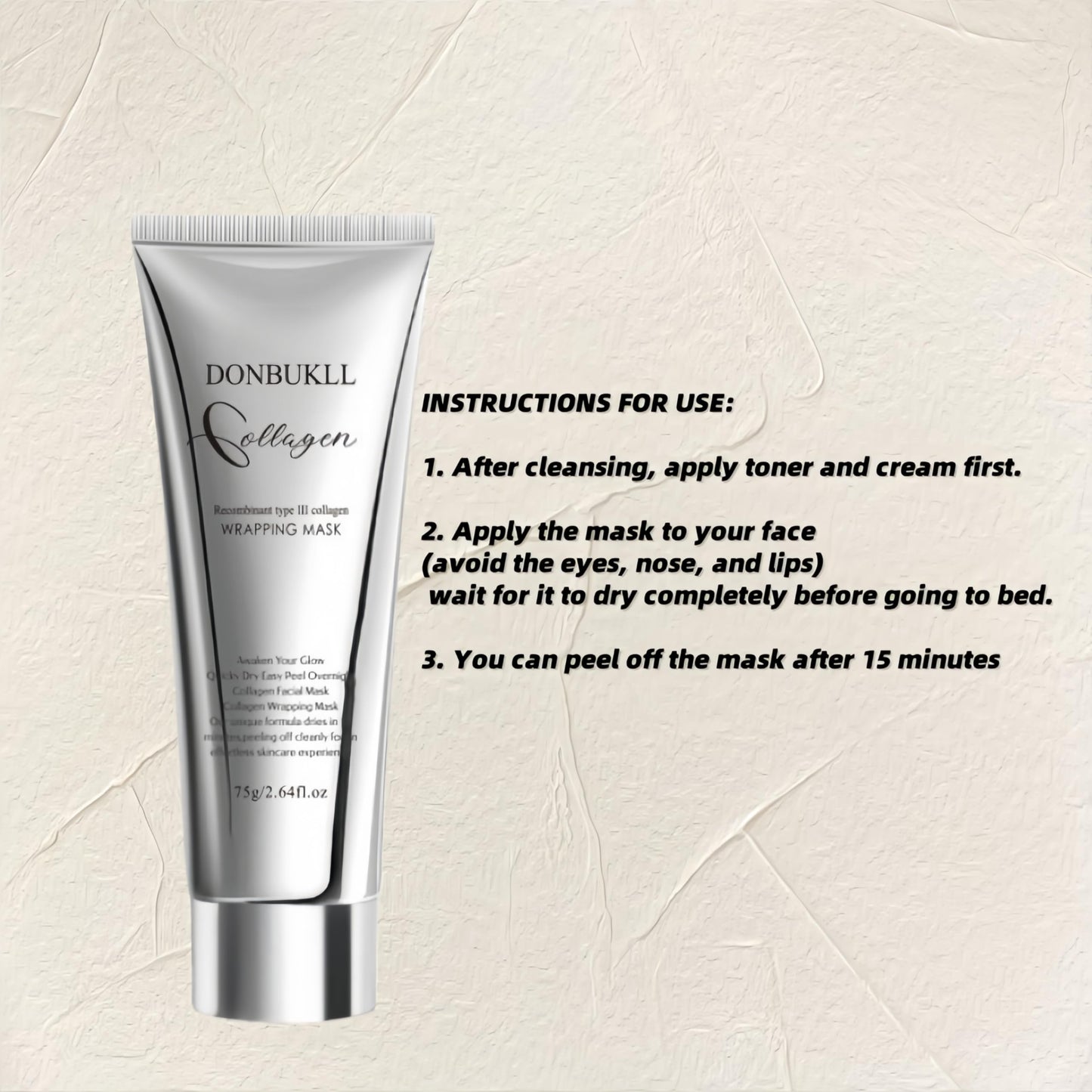 DONBUKLL Hydrolyzed Collagen Night Wrapping Mask - 2.64 fl.oz | Overnight Peel Off for Elasticity, Hydration & Tight Skin | Reduce Sagging & Dullness