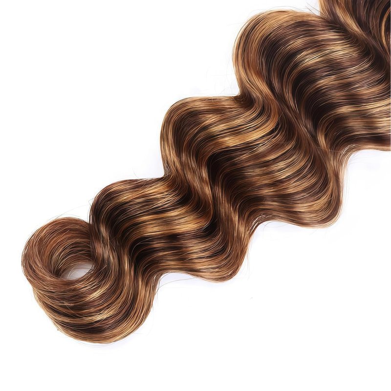 P4/30 Highlight Human Hair Deep Wave Bundles 10 12 14 Inch Brazilian Virgin Hair Double Weft Quick Weave 3 Bundles Soft Silky Weave for Black Women