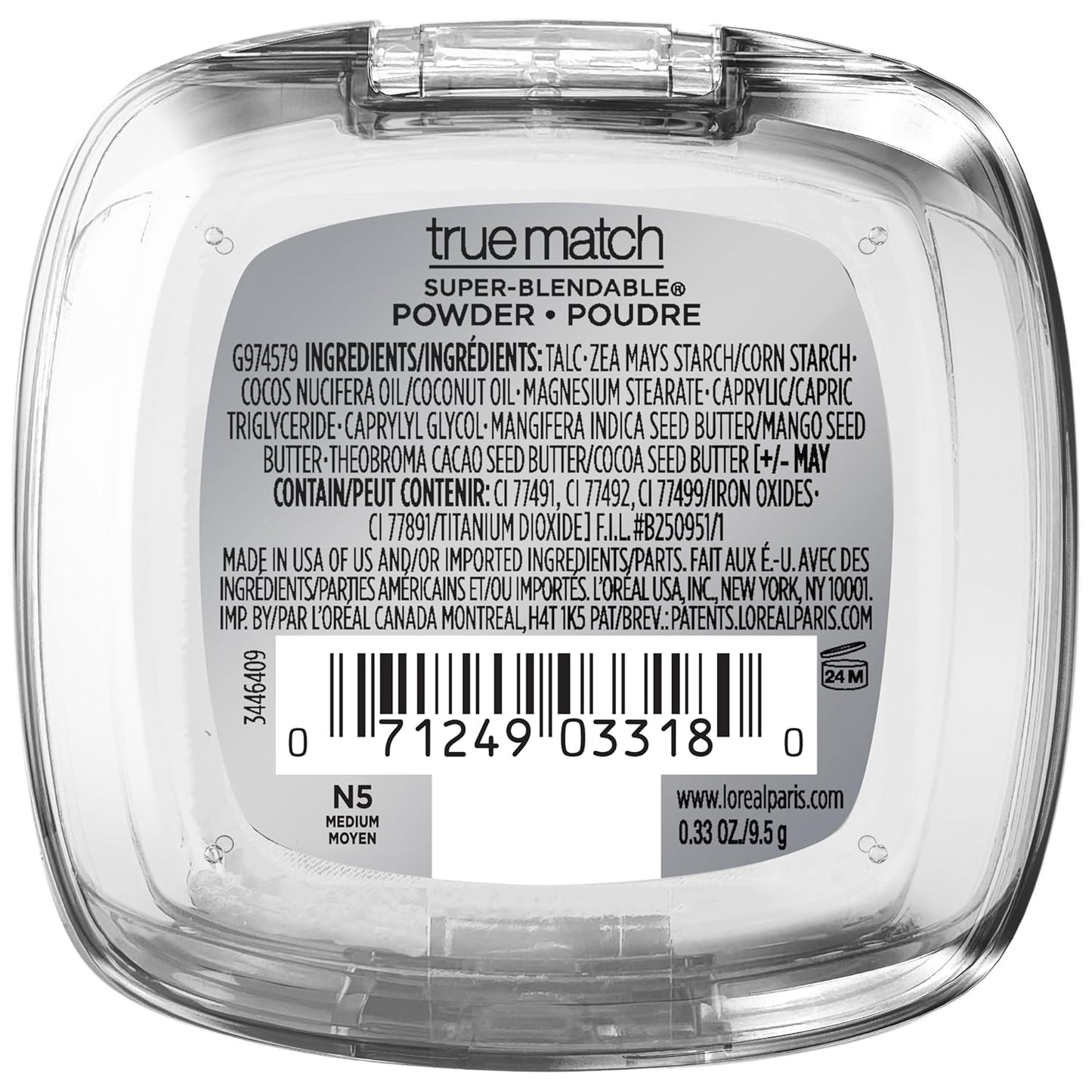 L'Oreal Paris True Match Oil-Free Powder Foundation - N5 Medium, 0.33 oz | Smooth Finish & Blendable Coverage