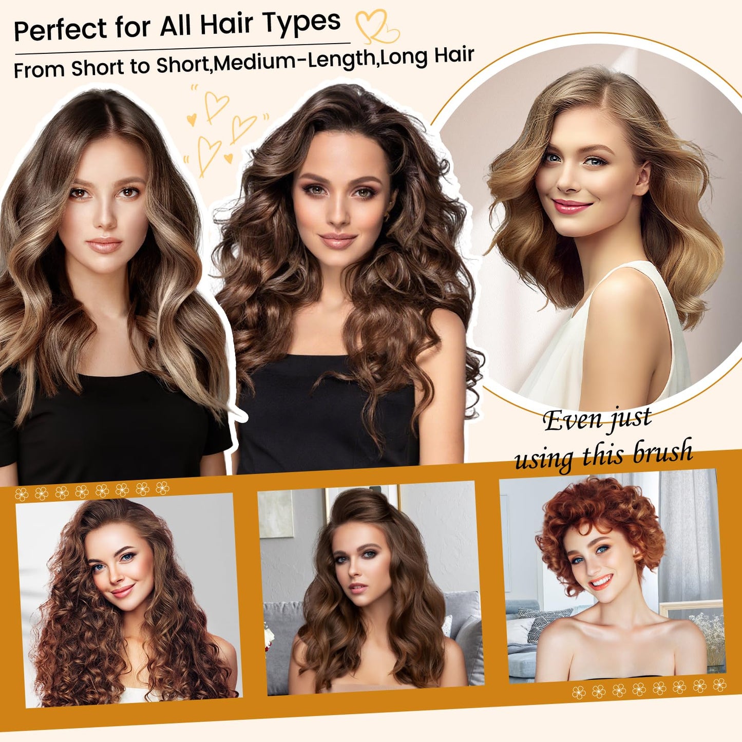 PUREGUST Upgraded 2.3inch Round Volumizing Brush Attachment for Dyson Airwrap HS01 HS05 HS08 Accessories, Upgraded Bristles for Dry Hair Add Volume Style Bangs Smooth Hair