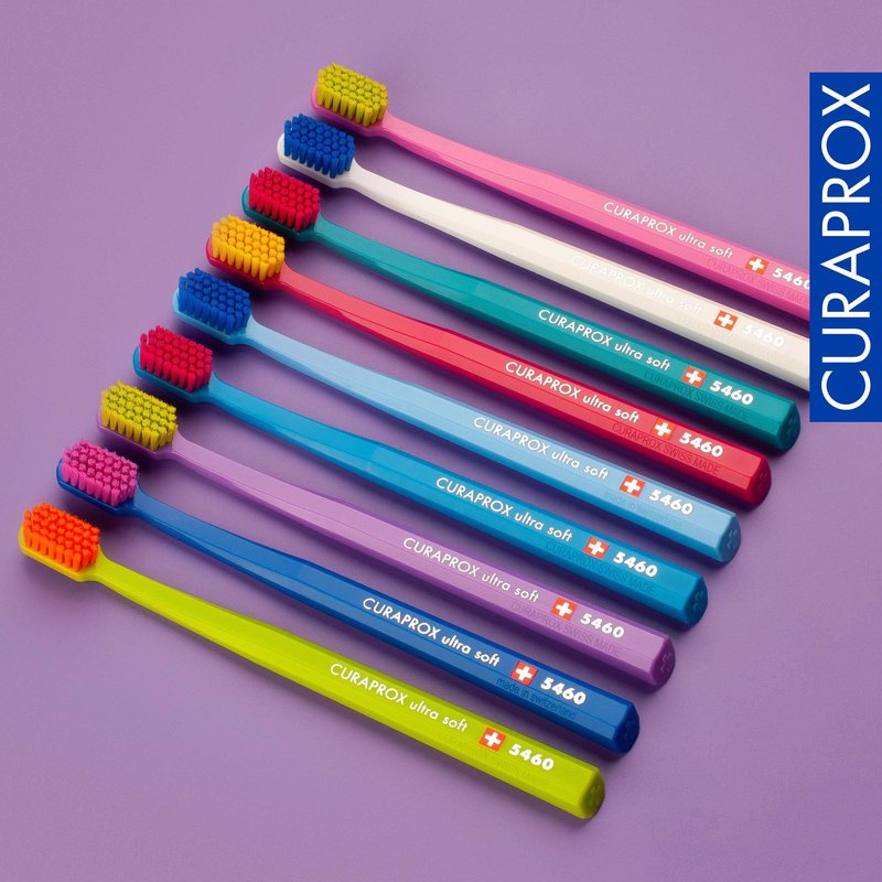 Curaprox CS 5460 Ultra-Soft Toothbrush – Adult Tooth and Gum Care | Super Soft Curen® Bristles for Gentle Cleaning | Blue-Pink, Single Pack