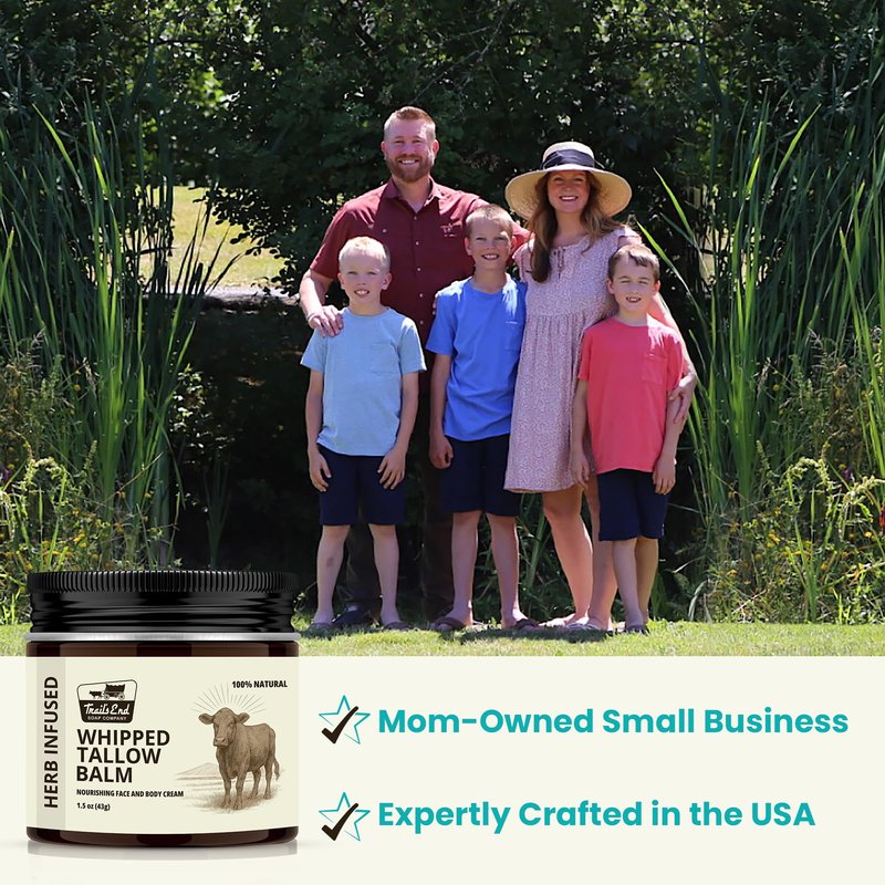 Handmade Whipped Tallow Balm - Orange & Vanilla Cream - Grass Fed & Finished - Infused Organic Jojoba oil - Natural Body Butter for Face, Body & Sensitive Skin (Eczema, Rosacea, Infant to Adult)