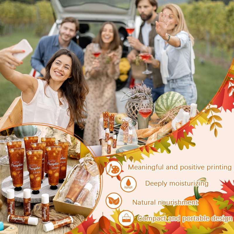 Swiffen 48 Sets 192 Pcs Fall Thanksgiving Baby Shower Gifts Bulk Thanksgiving Little Pumpkin Hand Cream and Lip Balm Baby Shower Party Favors Travel Size for Guests Wedding Party Supplies