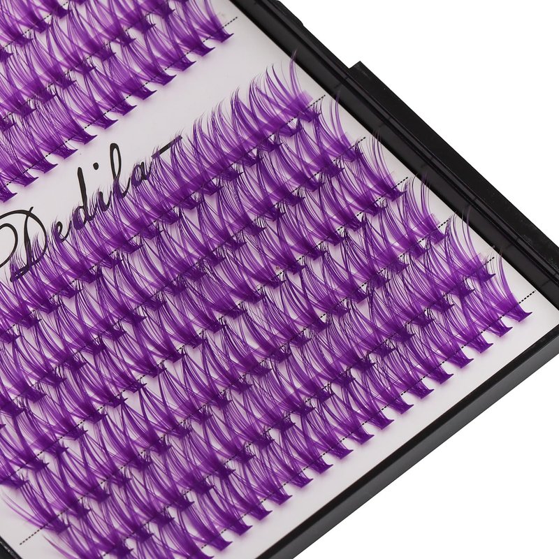 12Rows 40D Purple Color Individual False Eyelashes Large tray 240 Clusters 3D Volume Eyelashes Extensions Thickness 0.07mm D Curl Makeup Colorful Eye Lashes Cluster Beauty Tools (16mm)