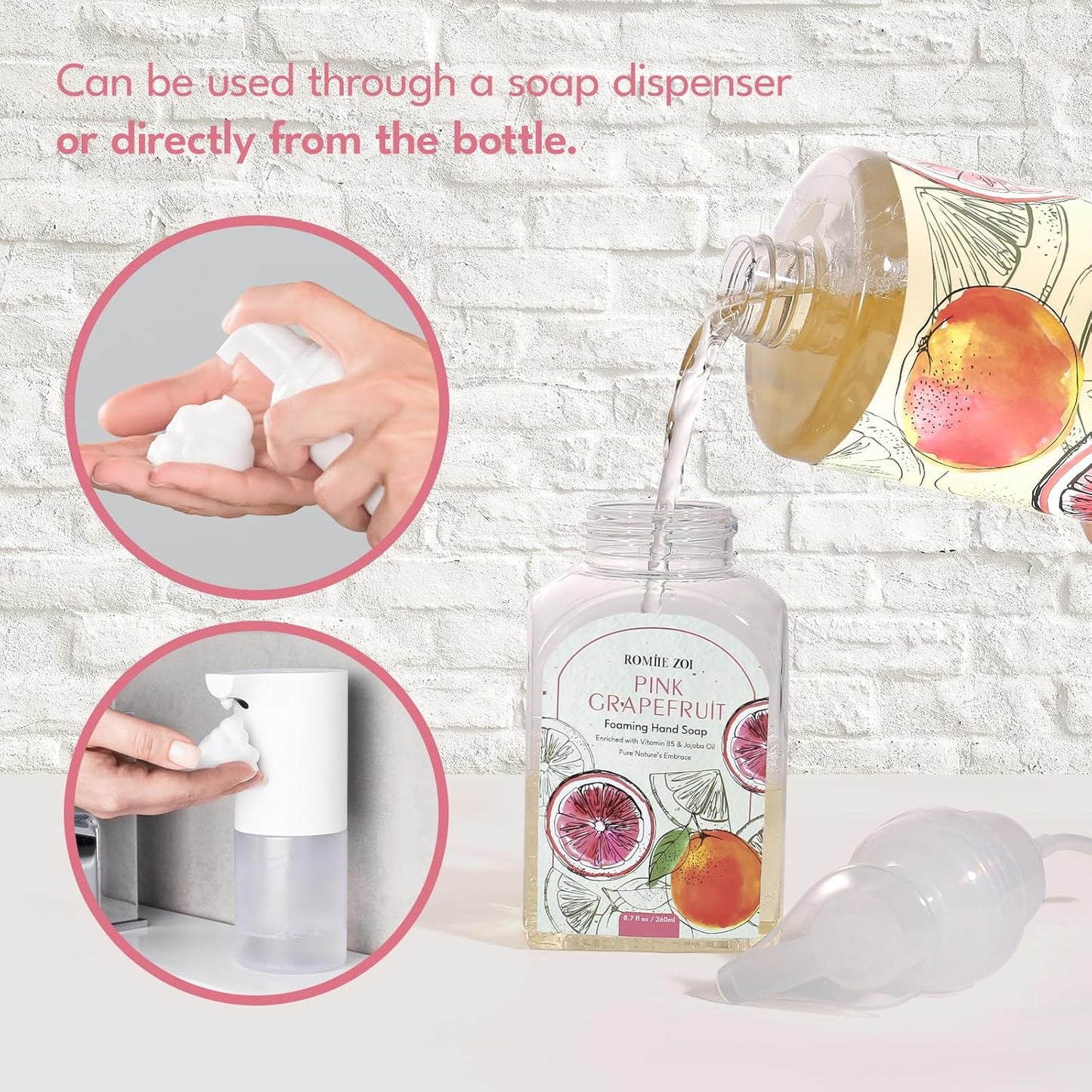Tomato Vine Foaming Hand Soap Refill Set – 3 Pack (33.8 Fl Oz Each) – Chemical-Free & Moisturizing with Refillable Dispenser for Kitchen & Bathroom