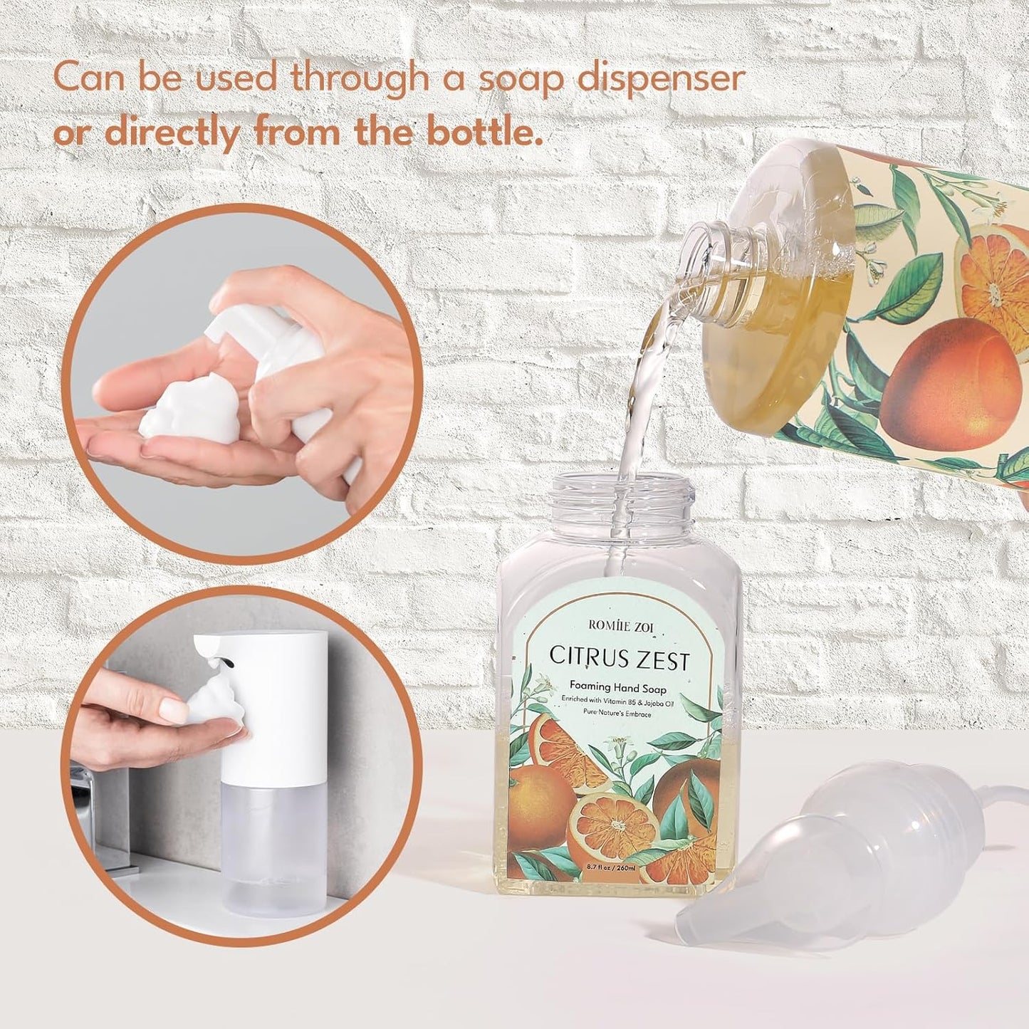 Tomato Vine Foaming Hand Soap Refill Set – 3 Pack (33.8 Fl Oz Each) – Chemical-Free & Moisturizing with Refillable Dispenser for Kitchen & Bathroom