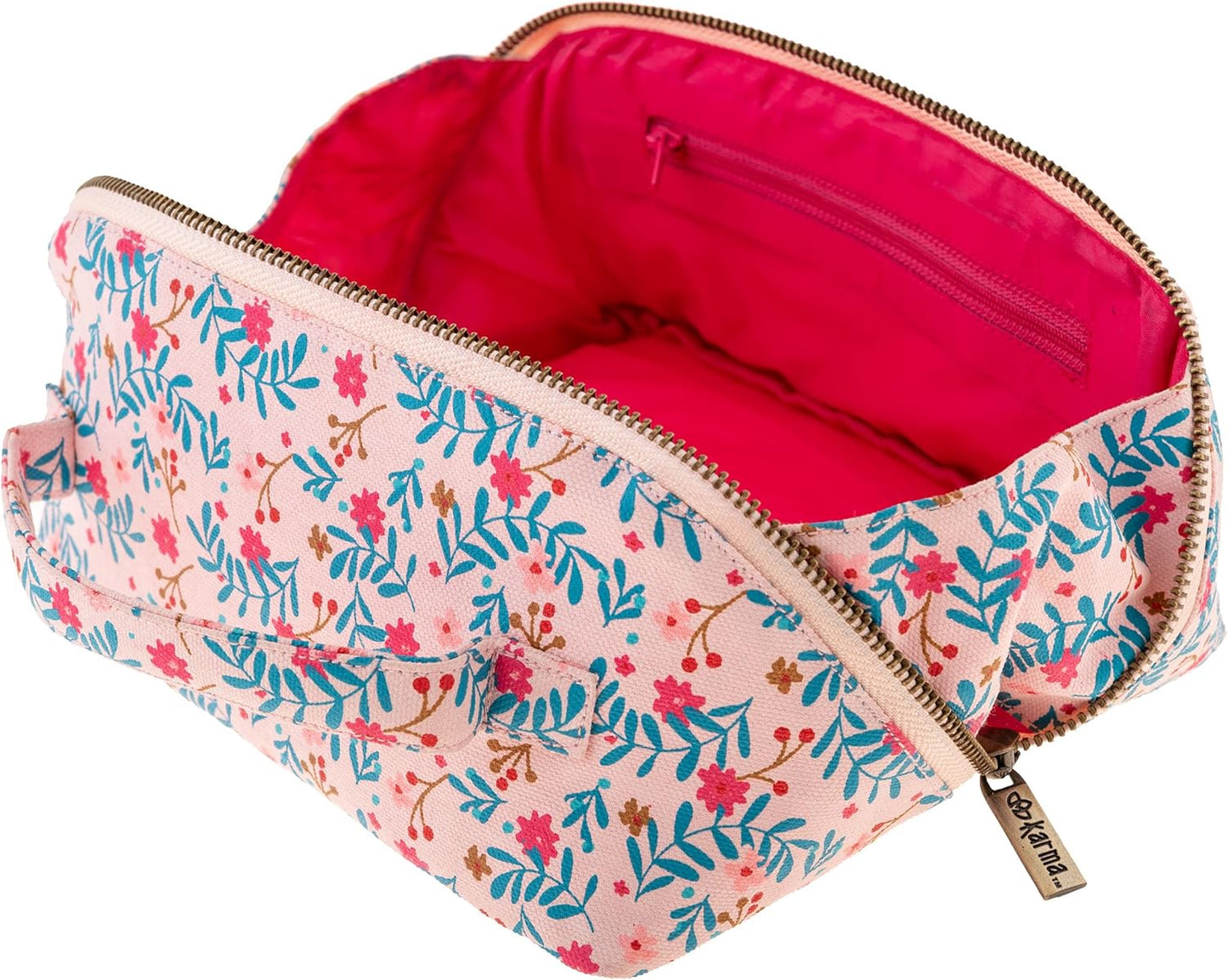Karma Cosmetic Bag - Blush Floral Design | Stylish and Functional Makeup Organizer