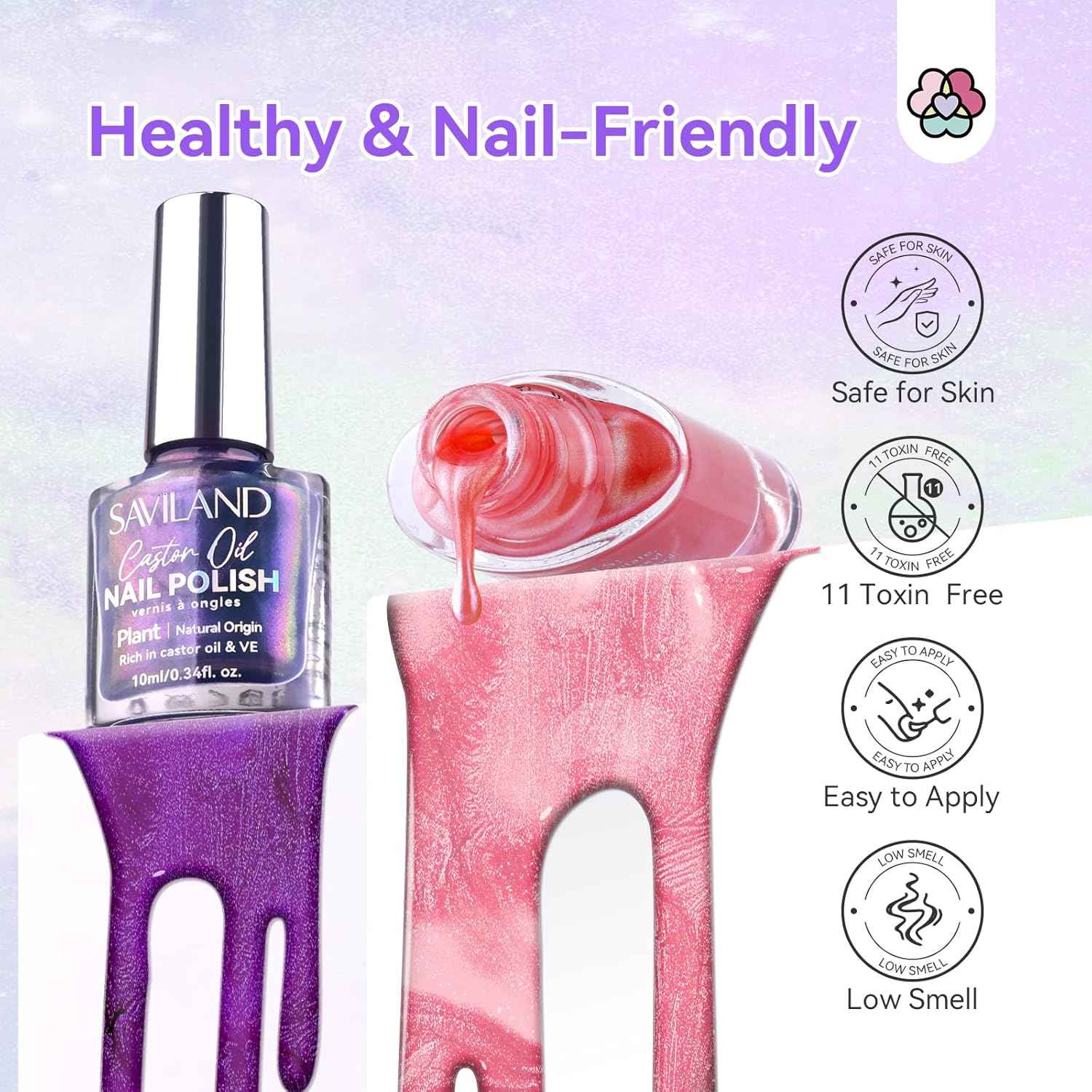 Aurora Nail Polish Kit - 12 Colors + 2-in-1 Base & Top Coat for Nail Art