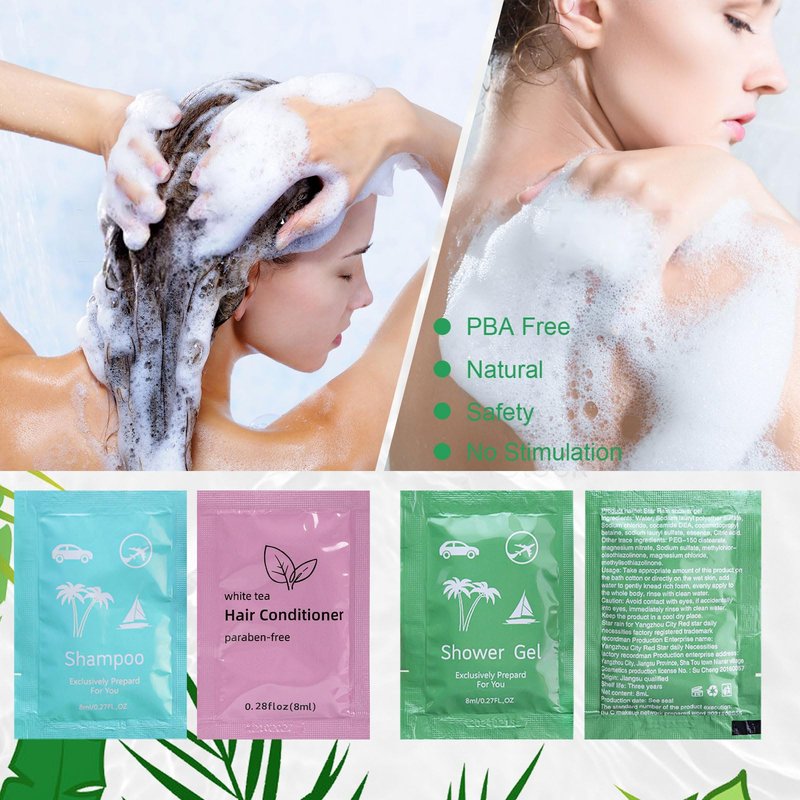 Body Wash Shampoo Conditioner Set Travel 0.28fl Oz,Travel Size Shower Gel Set,Shampoo and Conditioner Travel Bulk,Hotel Supplies Bulk Hygiene Kits for Homeless Guests Hotel (100)
