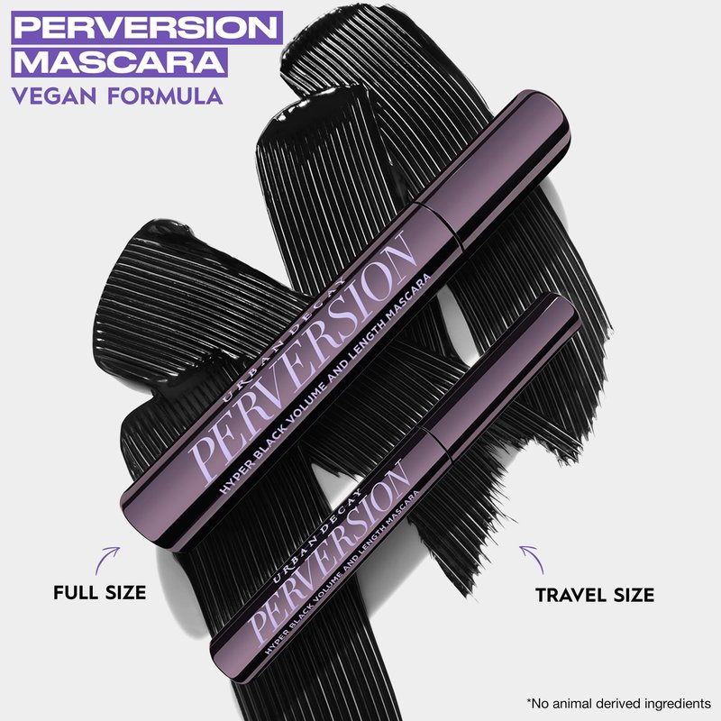 Urban Decay Perversion Volumizing Travel Mascara - Intense Black Lengthening Mascara, Smudge-Resistant, Flake-free, Buildable Lash Volume & Length, Curling & Separating, Vegan Formula - 0.34 fl oz