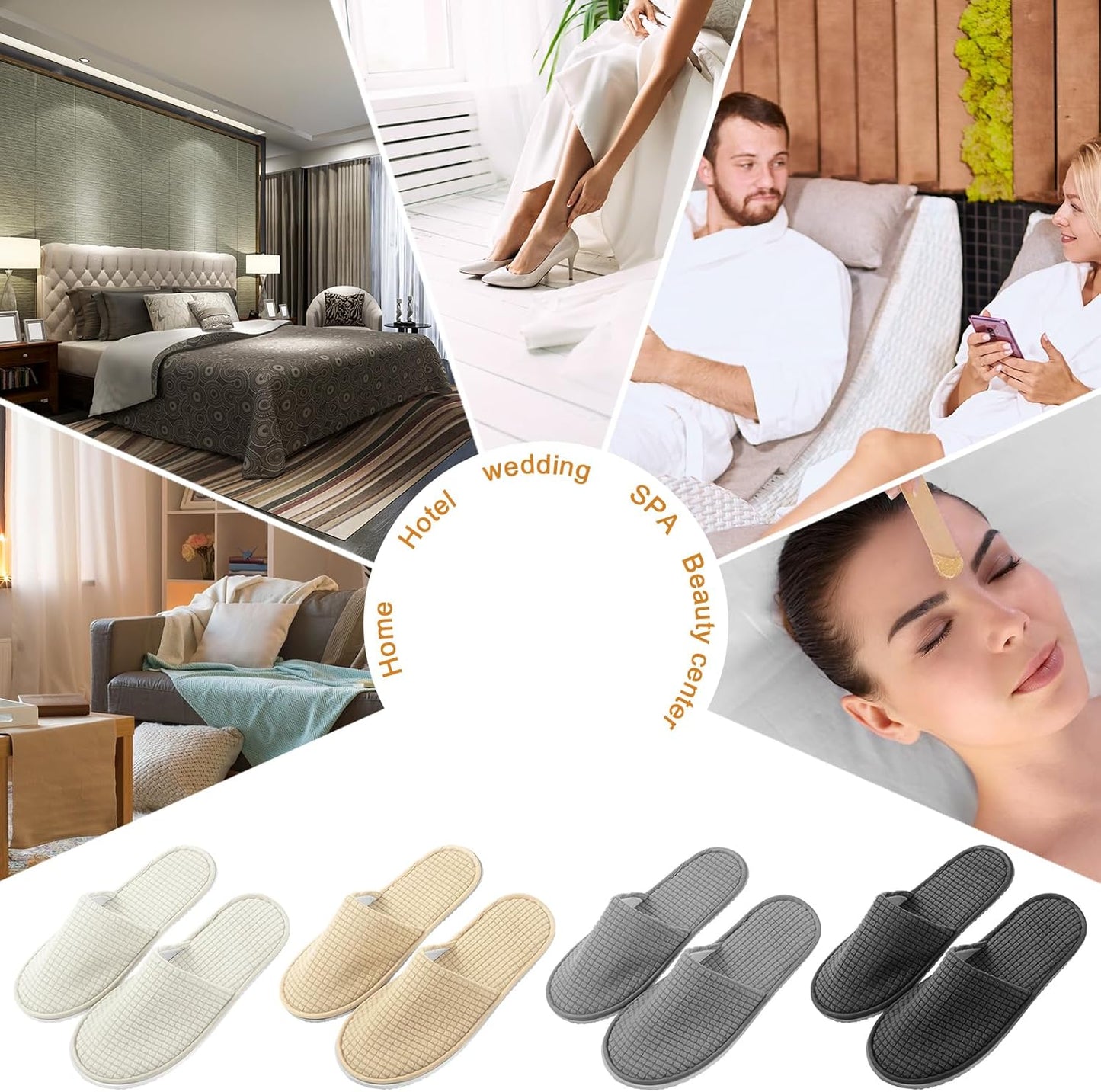 Geyoga 12 Pair Disposable Non-Slip House Slippers - Washable Closed Toe for Travel & Weddings