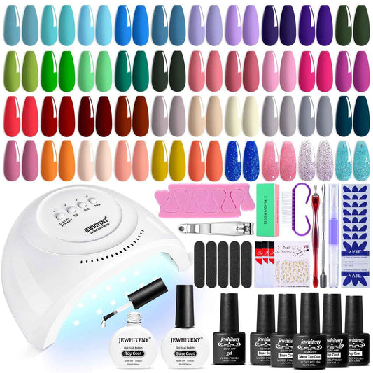 45PCS Gel Nail Polish Kit with UV LED Nail Lamp & 10ML Base & Top Coats