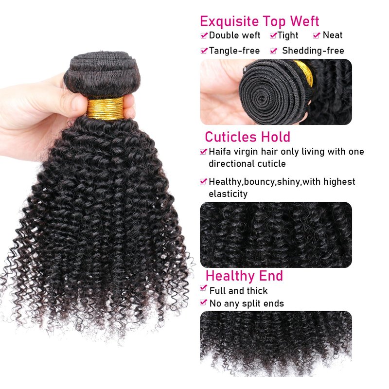 VIYAVIYA Afro Kinky Curly Human Hair 1 Bundles 100% Unprocessed Brazilian Virgin Human Hair Curly Weave 18 Inch 10A Hair Extensions Natural Color for Women