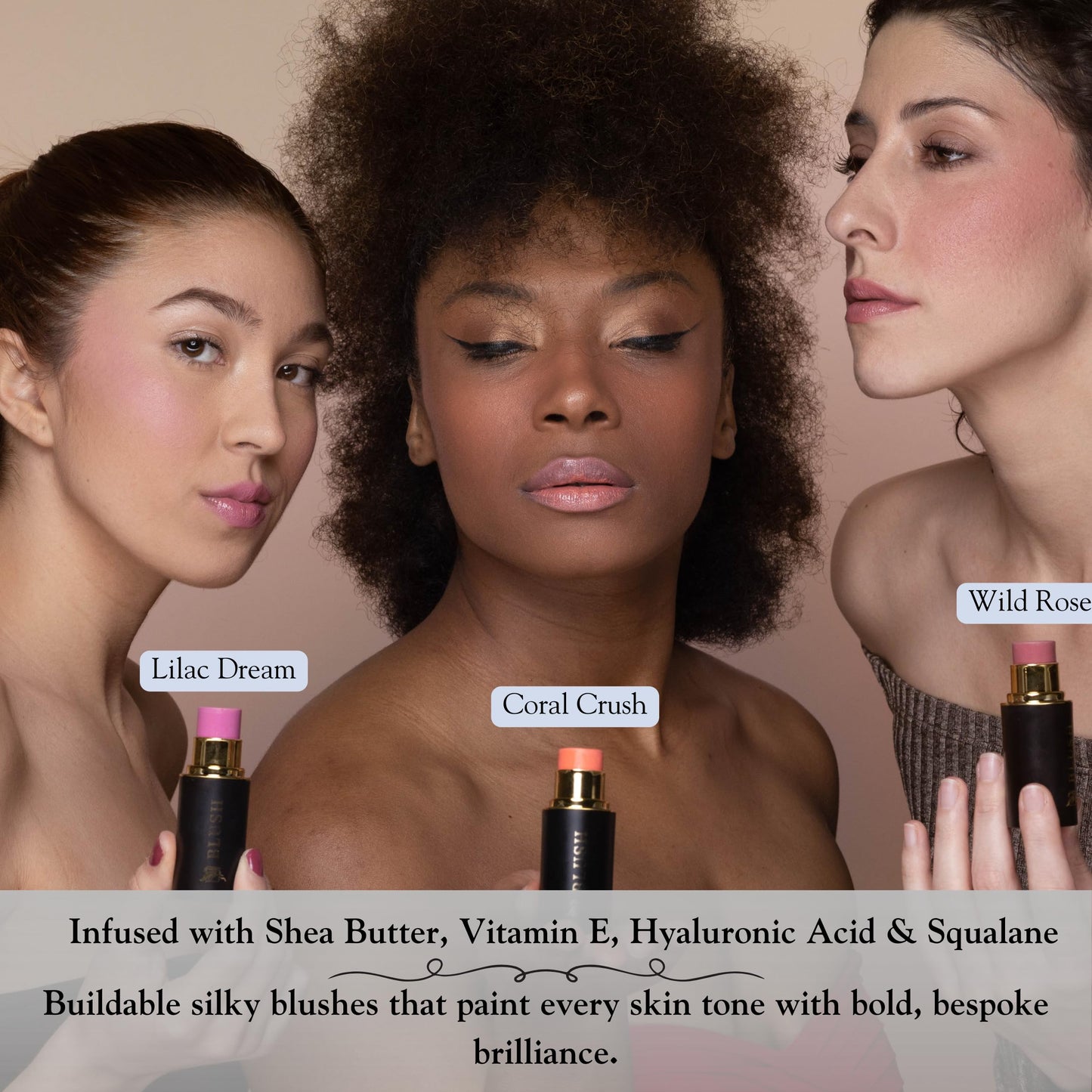 Cream Blush Stick by Phoenix Beauty – 3-in-1 Cheek, Lip & Eye Color | High Pigment, Hydrating Formula with Shea Butter & Hyaluronic Acid | Multi-Use Makeup Stick for Dewy Skin (Wild Rose, Regular)