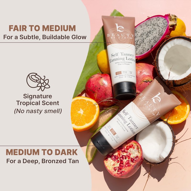 Tanning Lotion Self Tanner - USA Made with Natural and Organic Ingredients Non Toxic Sunless Browning Lotion, Best Gradual Tanner for Men and Women, Streak-Free Fake Tan (Light)