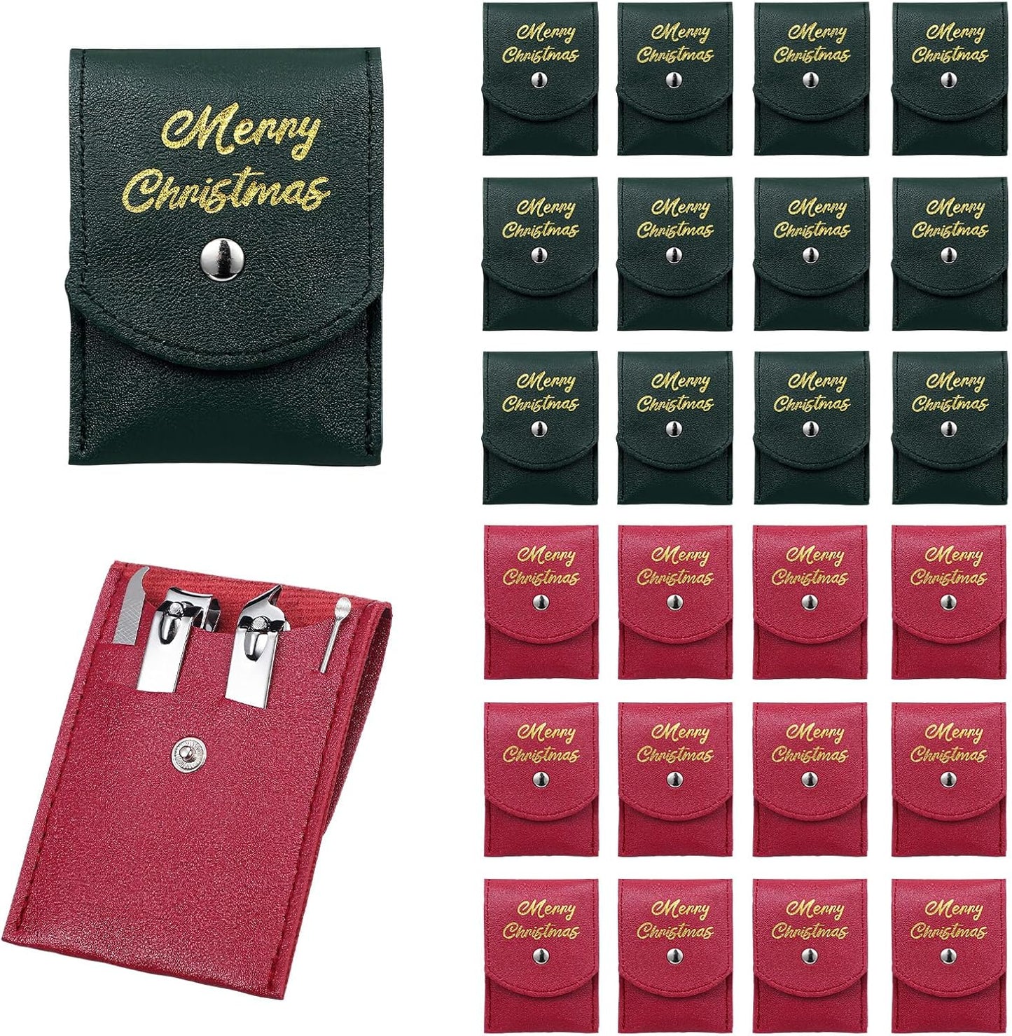 **24-Piece Christmas Manicure Set - Professional Stainless Steel Nail Clippers & Grooming Tools | Travel Kit for Men & Women**