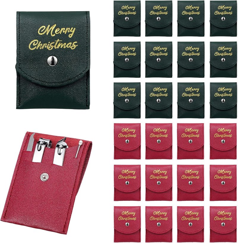 **24-Piece Christmas Manicure Set - Professional Stainless Steel Nail Clippers & Grooming Tools | Travel Kit for Men & Women**