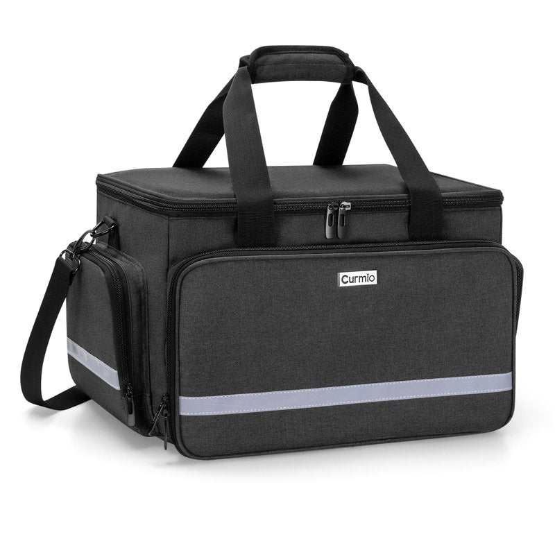 CURMIO Barber Travel Case, Large Capacity Hairdresser Storage Bag with Inner Dividers for Hair Clippers and Cutting Tools, Black, Bag Only