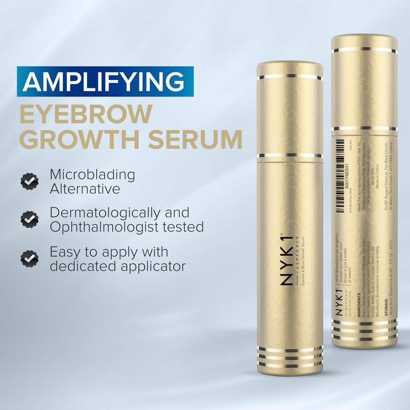 NYK1 CONCENTRATED Eyebrow Growth Serum For Thicker Brows (XL - 8ml) BrowForce Eyebrow Serum To Grow Brows Fuller Thicker Natural Eye Brow - Advanced Brow Growth Serums Formula For Eyebrows Regrowth