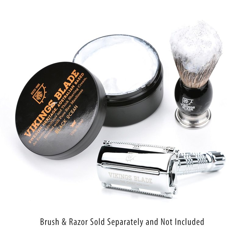 VIKINGS BLADE Luxury Shaving Cream - Black Ocean Scent, Silky Smooth Foam for a Refreshing Shave